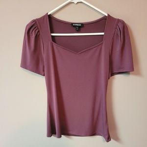 Express, Puff Short Sleeve, Size Small, Purple Shirt